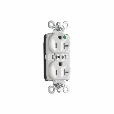 PASS & SEYMOUR Receptacle: Hospital Grade, Duplex, 5-20R, White, 125V AC - General Purpose Receptacles