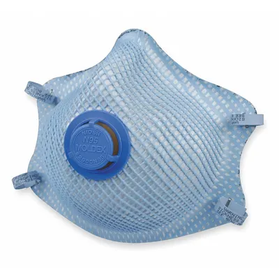 MOLDEX Disposable Respirator: Dual, Non-Adj, Molded Nose Bridge, Comfort, Blue - N95 Respirators with Exhalation Valve & Nuisance Odor Removal
