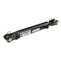 Double-acting welded hydraulic cylinder with clevis mount. Bore diameter 3 in, stroke length 24 in, retracted length 34 1/4 in. Rated capacity 8,080 lb. Repairable design for use in industrial linear motion applications such as presses, lifts, and material handling systems