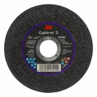 Ceramic cut-off wheel from the Cubitron 3 series, designed for cool cutting on carbon and stainless steel. Type 1 wheel with dimensions 4-5/8 in diameter, 0.04 in thickness, and 7/8 in arbor. Sold in a 5-pack. Suitable for metal fabrication and maintenance tasks requiring precise cuts with reduced heat generation