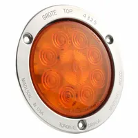 GROTE Stop/Turn/Tail Light: LED, Turn Signal Light, Amber, Round, 5 9/16 in Overall Dia, Pigtail (MPN 53303)