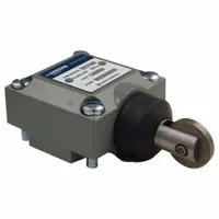 Side-actuated roller plunger head with momentary action. Compatible with 9007C series limit switch bodies. Used for position sensing in industrial automation, detecting mechanical motion on cams or slides