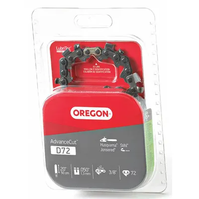 OREGON Chainsaw Chain: 20 in Compatible Bar Lg, 3/8 in, 0.05 in Gauge, 72 Links