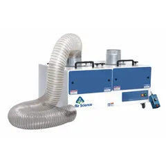 Portable vented enclosure for capturing fumes, vapors, and particulates in laboratory or light industrial settings. Operates on 115V AC with an analog display and includes a polyester pre-filter. No blower required.