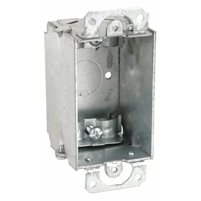 RACO Electrical Box: Steel, Steel Material & Nominal Size, 1 Gangs, 2 in Box Dp - Cut-In Electrical Boxes