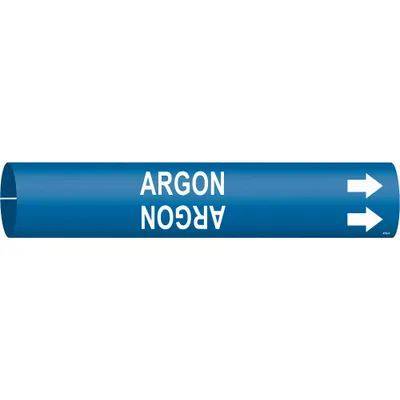BRADY Pipe Marker: Argon, Blue, White, Fits 3/4 to 1 3/8 in Pipe O.D., 1 Pipe Markers - Argon Snap-On Pipe Markers