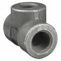 Steel threaded pipe tee with Class 3000 rating, maximum operating pressure 1500 psi at 150°F. Used to branch or combine flow in high-pressure piping systems such as hydraulic lines, steam systems, and process piping