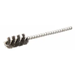 This single-stem brush is designed for cleaning blind holes in carbon steel components. It removes debris, burrs, and light corrosion from internal bores. Commonly used in machining, maintenance, and fabrication applications.