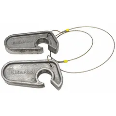 This cabled pair of bead seater tools is constructed from aluminum for lightweight handling. Designed for seating tire beads on agriculture and truck tires, it aids in securing the bead during mounting. Suitable for use in tire service and field applications.