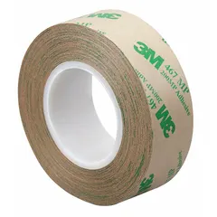 3M 467MP is a 2.3 mil thick acrylic adhesive transfer tape on a polycoated kraft paper liner. It offers a repositionable bond for temporary placement before permanent adhesion. Suitable for bonding, mounting, and splicing applications such as graphics, nameplates, and membrane switches.