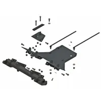 Mount kit for attaching implements to John Deere 865 UTVs, also compatible with models 835, 84935, and 87500. Includes a control for operation. Overall depth of 42 inches. Required component for integrating attachments with the vehicle's mounting system