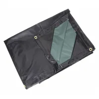 APPROVED VENDOR Tarp: 11.33 ft Lg, 9.5 ft Wd, Heavy Duty, 15 mil, Vinyl, Black/Green, 13 oz/sq yd