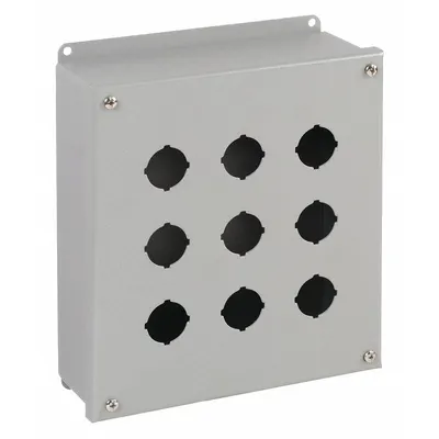 WIEGMANN PB9 Enclosure for 30mm Operators, 9 Holes, Carbon Steel, NEMA 4 - Enclosures for 30mm Operators