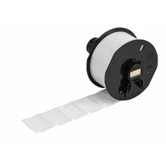 Vinyl precut label roll in blue on white, green on white, and red on white. Measures 3/4 in x 1 in. Compatible with Wraptor A6200 printer series; requires A62-R4300 ribbon. Used for color-coded identification and warning on pipes, cables, and industrial equipment.