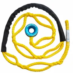 Fixed-length polyester rope sling with 5/8 in diameter and 10 ft length. Rated working load limit of 2,880 lb. Yellow color. Used for lifting, rigging, and load securing in material handling and arborist applications.