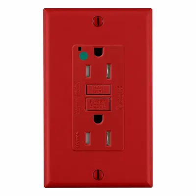 LEVITON GFCI Duplex Receptacle, Hospital Grade, 5-15R, Red, 125V AC, 15 A/20 A - General Purpose Receptacles