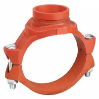 This outlet pipe clamp is a ductile iron fitting with an EPDM seal, designed for a 6-inch main line with two 3-inch outlets. Rated for 300 psi at 150°F, it is used in piping systems to create branch connections for water or certain chemical services