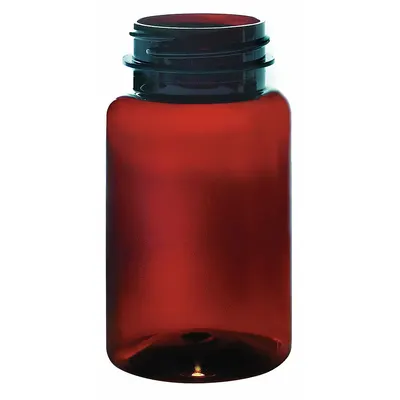 QORPAK Packer Bottle: PET, 120 mL, 4 fl oz, Amber, 38-400 mm, No Closure, No Closure - PET Wide Mouth Round Lab Bottles