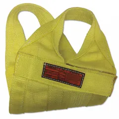 This STREN-FLEX Type 8 web sling is a single-leg continuous eye sling made of nylon with 1 ply. It measures 18 ft in sling length and 16 in in width, with 24 in eye length. The yellow sling includes a wear-resistant tag. Used for lifting and rigging in industrial material handling applications.