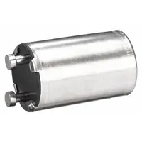 Fluorescent light starter with two pins, rated for lamps up to 40 W. Model FS-4. Used to initiate the arc in compatible fluorescent lighting fixtures in commercial and industrial settings