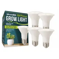This PAR20 LED grow bulb operates at 120V with a full/broad spectrum and 75W incandescent watt equivalency. Designed for plant growth applications focusing on height control, it supports compact plant structure in indoor horticulture settings such as greenhouses and grow tents