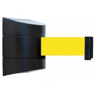 TENSABARRIER Retractable Belt Barrier: Fixed Mounting Plate, 15 ft Belt Lg, Pattern, Yellow (MPN 897-15-S-33-NO-Y5X-C)