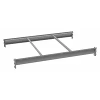 Open deck shelf kit for bulk rack storage systems. Includes two 36-inch 14-gauge steel beams with an epoxy-coated Industrial Gray finish. Supports up to 4,150 lb. Used for storing palletized or bulk materials in warehouses and distribution centers