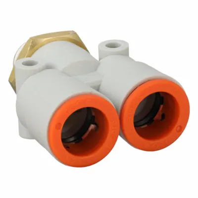 SMC Polybutylene & Brass Tube Fitting, Wye, 1/2 in, White, KQ2U13-35AS - Polybutylene & Brass Tube Fittings
