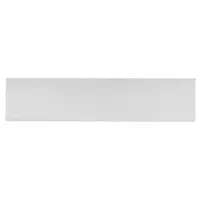 This IVES stainless steel kick plate measures 34 inches wide by 10 inches high. It is designed to protect door surfaces from scuffs and damage in high-traffic commercial or industrial doorways. The corrosion-resistant material provides long service life in demanding environments