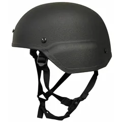 This Level IIIA high cut helmet is constructed from aramid and finished in black. It features a 3/4-inch pad thickness and is designed for ballistic protection. Suitable for tactical operations and security applications requiring head protection against handgun rounds and fragmentation.