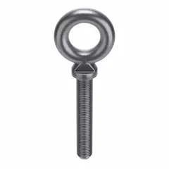 This machinery eye bolt features a shoulder for secure seating in tapped holes. Made from steel with a plain finish, it has a 1"-8 thread size, 6 in thread length, and 6 in shank length. Used for lifting and rigging in industrial applications. Nut not included. Made in USA.