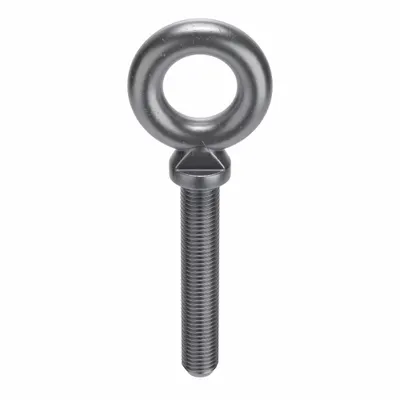 KEN FORGING Machinery Eye Bolt: With Shoulder, Steel, Plain, 1"-8 Thread Size, 6 in Thread Lg - Machinery Eye Bolts with Shoulder