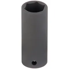 This 1/2" drive impact socket is designed for use with impact tools to tighten or loosen fasteners. It features a deep, 6-point SAE configuration for secure engagement on 15/16 in hex fasteners. The manganese phosphate finish provides corrosion resistance. Common applications include automotive repair, heavy equipment maintenance, and industrial assembly.