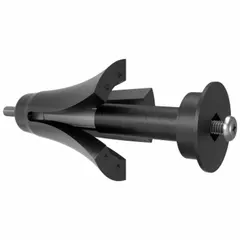 High-load winged anchors designed for drywall. Each anchor features a #8-32 thread size and 3-1/2 in overall length. Made of black ABS plastic with plain finish. Includes screws. Suitable for mounting shelves, cabinets, or fixtures to drywall.