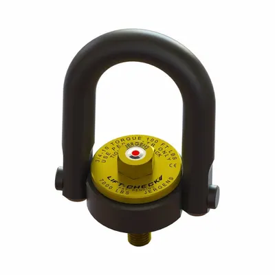 JERGENS Hoist Ring: Pivot/Swivel, w/Indicator, 3/4"-10, Max. 7,000 lb - Force-Indicating Pivot & Rotate Hoist Rings