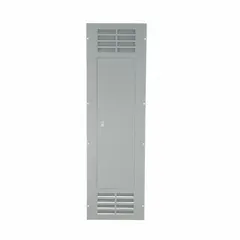 Steel door cover for NQ and NF panelboards, 20 inches wide, 68 inches long, with a single vented door. Designed for surface mounting, it provides enclosure protection and ventilation for electrical panelboards in industrial and commercial applications.