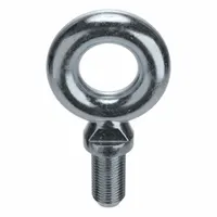 This steel, zinc-plated machinery eye bolt with shoulder is used for attaching slings, hooks, or cables in vertical lifting and rigging applications. The shoulder provides a secure bearing surface against the load. Shank length and thread length are both 5 inches. Nut is not included