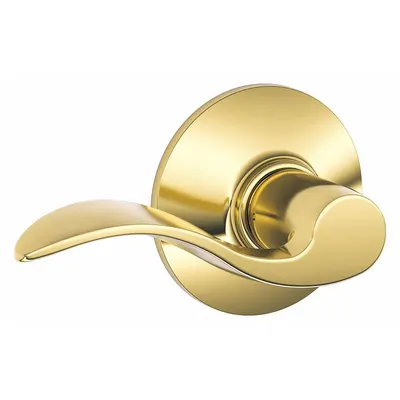 SCHLAGE F10 ACC 605 Accent Passage Lever Lockset, Bright Brass, ADA Compliant - Passage Lever Locksets