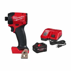 This cordless impact driver delivers 1,000 in-lb max torque, 3,200 RPM no load speed, and 6,300 impacts per minute. It is suited for fastening tasks in metal fabrication, equipment assembly, and maintenance applications.
