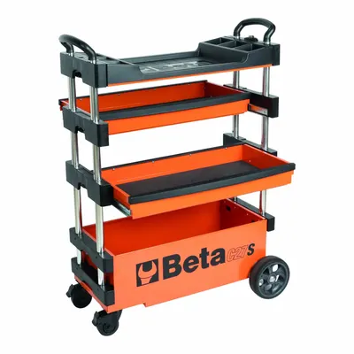 BETA Tool Utility Cart: Orange / Orange Drawer, 39 in Wd, 15 3/8 in Dp, 27 1/2 in Ht - Light-Duty Tool Utility Carts with Drawers