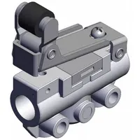 One-way roller actuator with side-ported body and 3 ports in 1/8 in BSPT. Used for pneumatic directional control in automated machinery, packaging lines, and industrial equipment requiring manual valve actuation