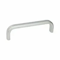 This load-rated standard U pull handle is made of silver aluminum with a 7.09 in mounting hole center-to-center and M5 threaded holes for direct mounting. Suitable for use on industrial enclosures, cabinets, and machinery doors requiring a secure grip
