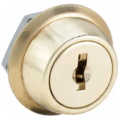 Keyed-alike cam lock with zinc die-cast and brass construction. Quarter-turn clockwise unlock operation. Suitable for securing cabinets, panels, and enclosures in industrial settings.