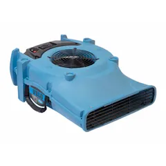 This low-profile centrifugal blower delivers 885 cfm at 1/4 hp. It operates on 115V AC with two speeds and variable control. The plastic housing and fixed aluminum frame make it suitable for confined-space ventilation and drying applications. GFCI protected for added safety.