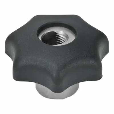 JW WINCO Quick Release Hand Knobs: 7 Point, Plastic w/ SS Thread, M10 Thread - Quick-Release 7-Arm Knobs