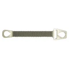 Triangle and choker wire mesh sling made from 10-gauge galvanized steel wire. Sling length is 12 ft, width is 8 in. Used for lifting and positioning loads in industrial material handling applications.