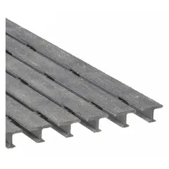 This FIBERGRATE structural grating is pultruded fiberglass with ISOFR resin for flame resistance. Nominal size is 24 inches wide by 36 inches long. Used for industrial flooring, walkways, and platforms requiring corrosion resistance and flame retardance.