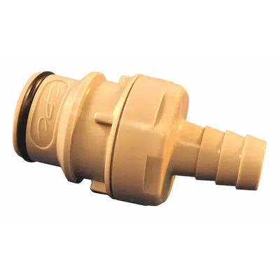 COLDER Quick Connection Coupling: Straight, 5/8 in ID Size, Barbed x Barbed, Polypropylene - Polypropylene Quick-Disconnect Tube Fittings