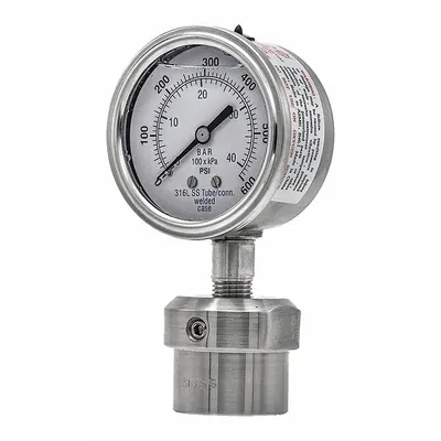 PIC GAUGES 301L254K/0JJJ200 Dial Pressure Gauge with 316 SS - Dial Pressure Gauges with 316 SS Female-Threaded Mini-Seal