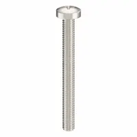 Pan head machine screw with M5x0.80 thread, 50 mm length, made from 316 stainless steel with plain finish. Features a Phillips drive (#2 size). Sold in a 10-pack. Suitable for general fastening applications where corrosion resistance is required
